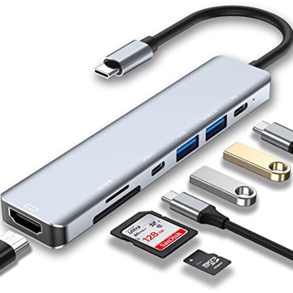 Hub Type-c 7 Em 1 Usb 3.0 Hdmi Micro Sd Mac Notebook Pc Dell | Shopee ...