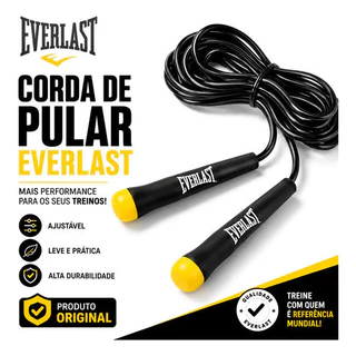 Corda De Pular Pvc 2,90mt Ajustável Academia Crossfit Preto/amarelo
