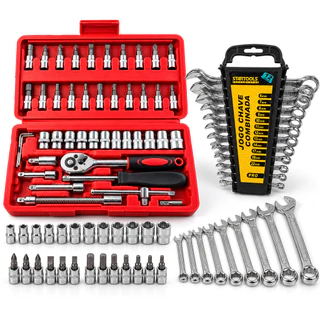 Kit Ferramentas Completo Jogo Catraca + Chaves Combinadas