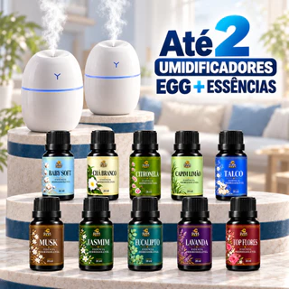 Kit Umidificador Difusor Aromatizador com Essências Hidrossolúvel 20ml Aromatizantes Aromaterapia