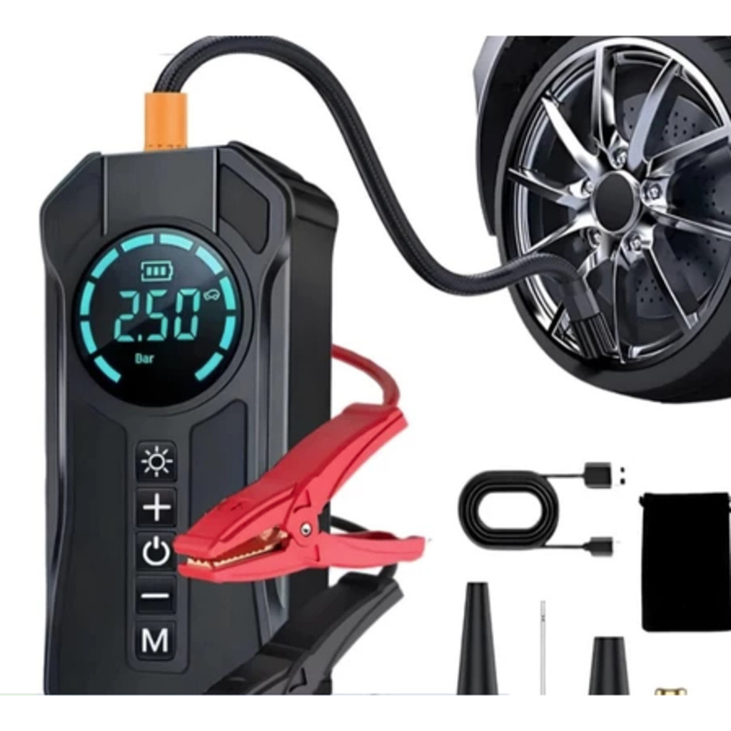 Bomba de Ar Portatil Compressor Inflator Multi-função 4 em 1 PowerBank 8kmah Bateria Calibrador de Carro Auto Pneu BEAUT