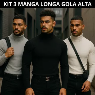 MANGA LONGA GOLA ALTA Cacharrel Masculino Slim Premium Canelado