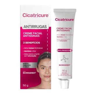 Creme Facial Cicatricure para Rugas Antissinais 50g em Oferta na Shopee