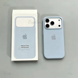 Capa De silicone Líquido Azul Claro Para iPhone 18 17 16 15 14 13 12 ProMax Com Traseira Antiderrapante E Resistente A Q