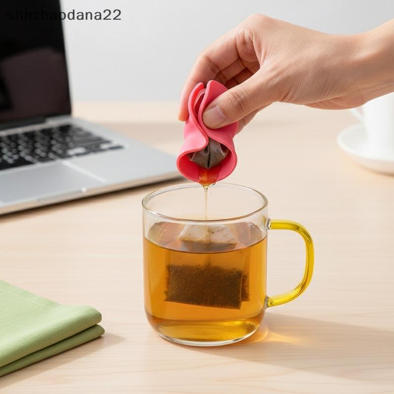Suporte Para Saquinhos De Chá De Silicone Ecológico Com Alça Espremedor Conjunto Tampa De Caneca Reutilizáve