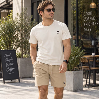 Camiseta Masculina Algodão Short Moletom Masculino + Relógio