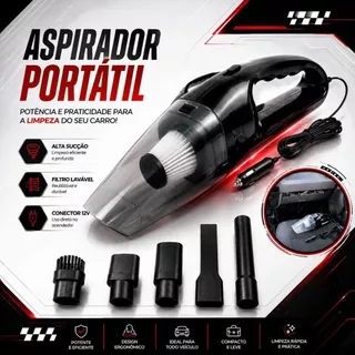 Aspirador Portátil Automotivo 12V 60W para Carro Limpeza Rápida Premium