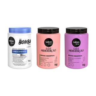 Cronograma capilar Bomba + Turbinada + Bio-Reconstrução Salon Line em Oferta na Shopee