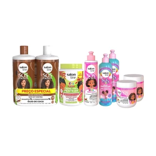Kit Kids Shampoo, Condicionador, Máscara e finalizadores Salon Line em Oferta na Shopee