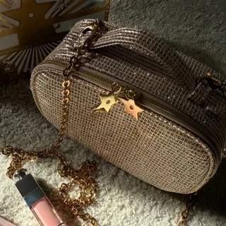 Bolsa Cosmética Trançada Dourada Nova Chegada De Natal Com Alça Dupla Pendente E Caixa