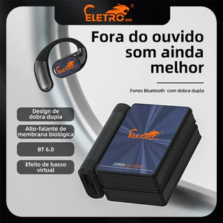 Eletromex Fone de ouvido TWS com condução óssea,sem fio, Bluetooth 6.0 redução de ruído verd redução de ruído verdadeira