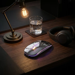 Mouse Portátil Sem Fio Recarregável Bluetooth Silencioso para Notebook e PC