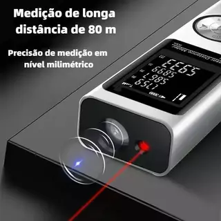 Trena Laser Digital Profissional 80 Metros LED Nível Eletrônico Alta Precisão Hrebos Alta Precisão ±2mm -USB-C