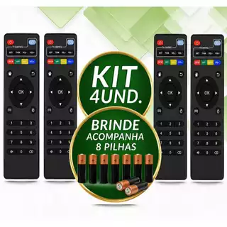 kit Controle Remoto Para Tv Botões Inteligentes Box Aparelho Completo Com Pilhas