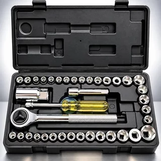 Kit Ferramentas Chaves Catraca Reversivel 40 Pecas Profissional Duravel Metal Prata