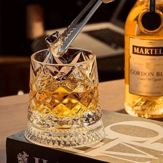 Copos De Uísque Rotativo Vidro Com Base De 360 Graus De Rotação Rum De Cristal Para Coquetel Beber