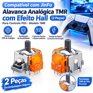 Joystick Analógico 3D TMR Hall Effect GINFULL 2 Peças para Controle PS5 PS4 Xbox One Series S X Switch Pro