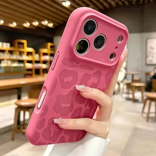 Capa De Silicone Líquido Com Estampa De Leopardo Fosca Compatível IPhone 18 17 16 Pro Max À Prova De Choque Soft Botão D