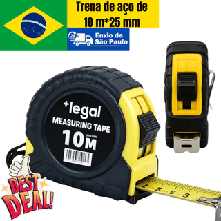 Trena De Aço 10m 25mm Carcaça Antiderrapante Trava Automática Fita Flexível Profissional