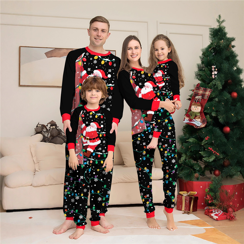 Conjunto de Pijamas de Natal para Família Estampa de Papai Noel Roupa ...