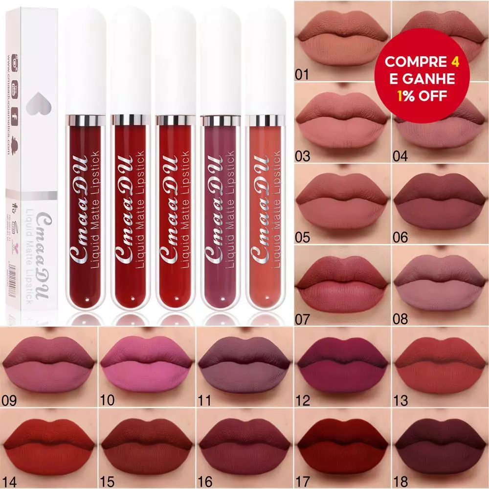 Batons Matte CMaaDu 18 Cores