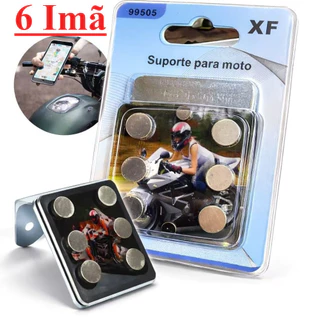 Suporte Magnético para Moto com 6 Ímãs Extra Fortes Fixação Segura para Celular