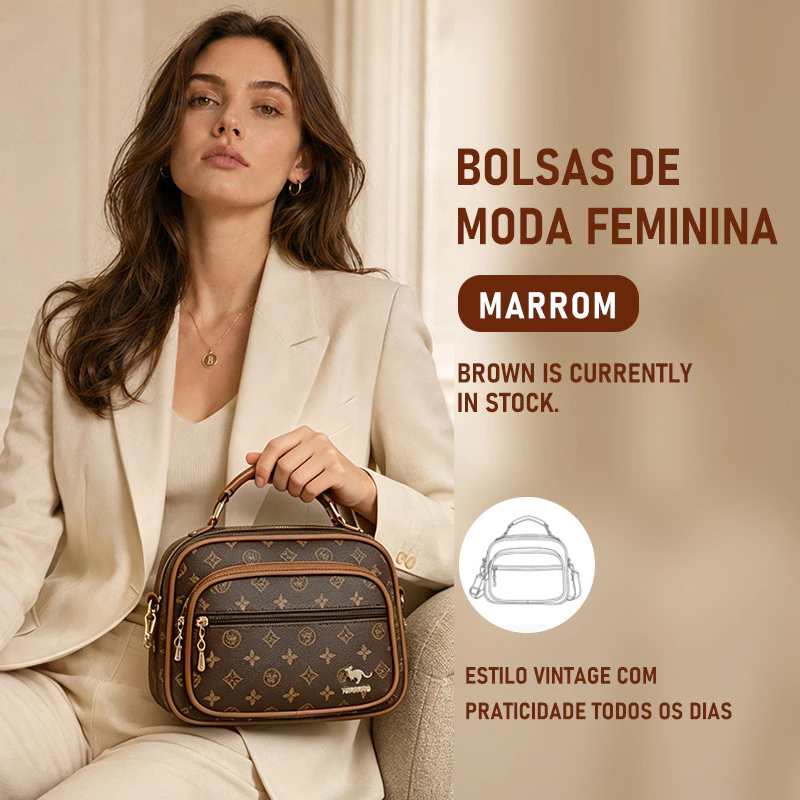 Bolsa Feminina De Transversal Com Monograma Em Estilo Retrô Bolsa Quadrada Com Estampa Vintage