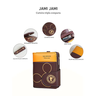 JAMI JAMI Bolsa de Mão/Carteira Feminina Zíper Porta Moedas e Porta Cartões D6001