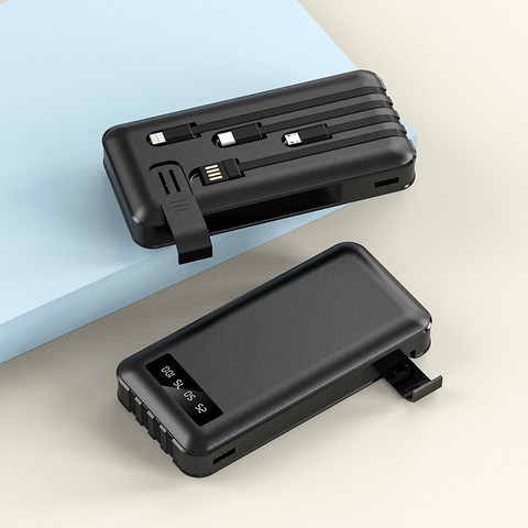 Carregador Power Bank Portátil 20000mah Universal Saida 4 Cabos com suporte lanterna — foto 1 — Achou Levou Brasil