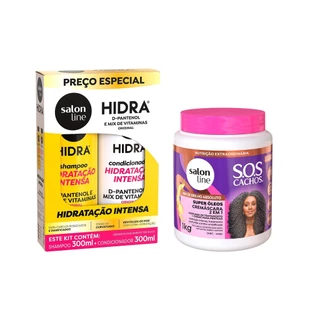 Hidratação para Cabelos Ressecados Shampoo + Condicionador + Cremáscara - Salon Line em Oferta na Shopee