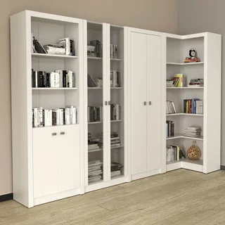 Kit 4 Armários Multiuso de Escritório com 6 Portas Branco
