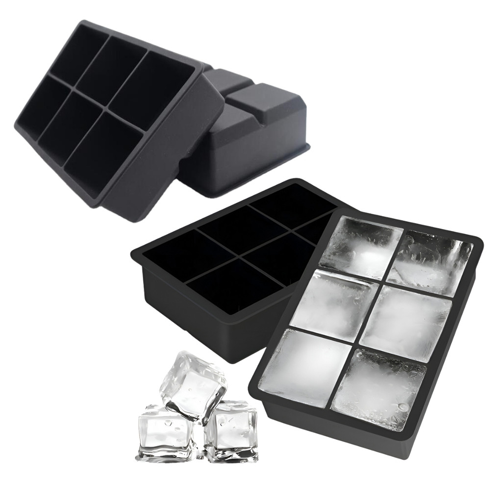 Kit 4 Formas de Gelo Silicone 6 Cubos Grandes Drink Whisky
