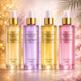 Kit 4 Body Splash Feminino Secret Vanilla Loved Speel Pura Sedução Coconut 60ml