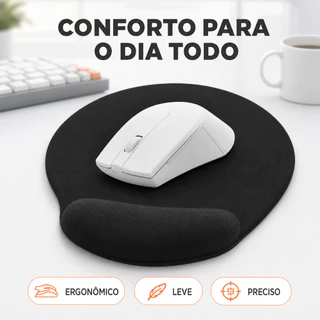KIT Mouse Com Mousepad Sem Fio KAPBOM 2.4G 1600 DPI KA-612 Ergonômico Escritório Notebook PC KP-602