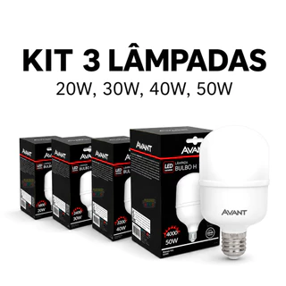 Kit 3 Lâmpada de Led Bulbo Avant Branco Frio 20w 30w 40w 50w 6500k 110v/220v Bivolt Alta Potência