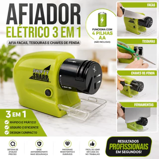 Afiador de Facas e Tesouras Elétrico Portátil Multiuso 3 em 1