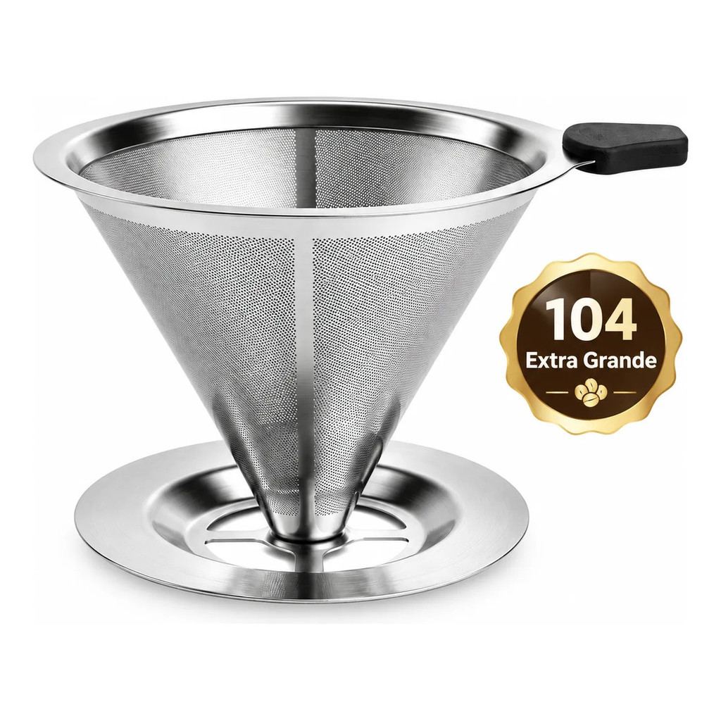 Filtro Coador Café Aço Inox 104 Extra Grande Sem Uso Papel | Shopee Brasil
