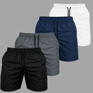 Kit 4 Shorts Tactel Praia Masculino Bermuda Casual Basica Lisa Verão Academia Alta Qualidade