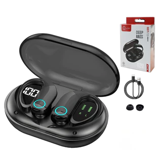 Fone Bluetooth Esportivo G37 com Gancho, Base de Carga LED, Grave Potente e Toque Inteligente jehnny