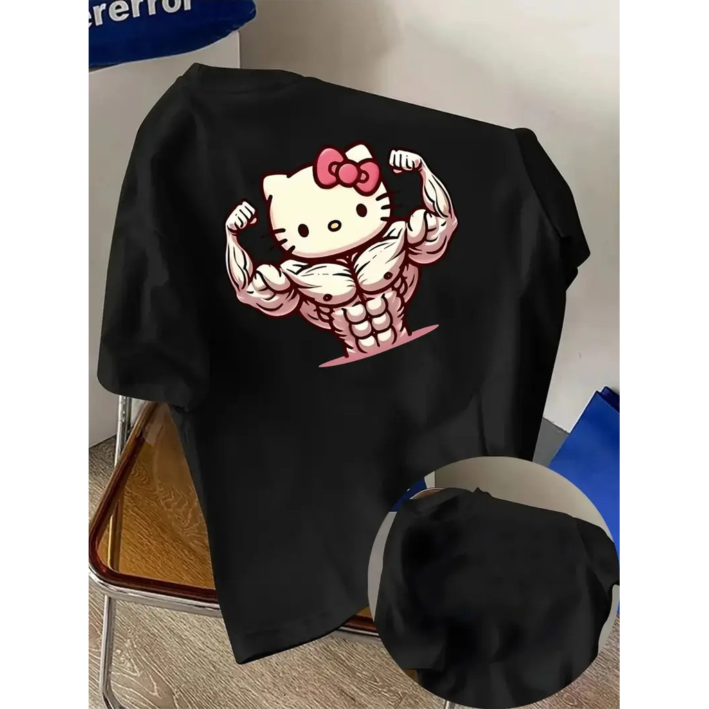 Camiseta Masculina Hello Kitty Muscle Básica Oversized 100% Algodão ...