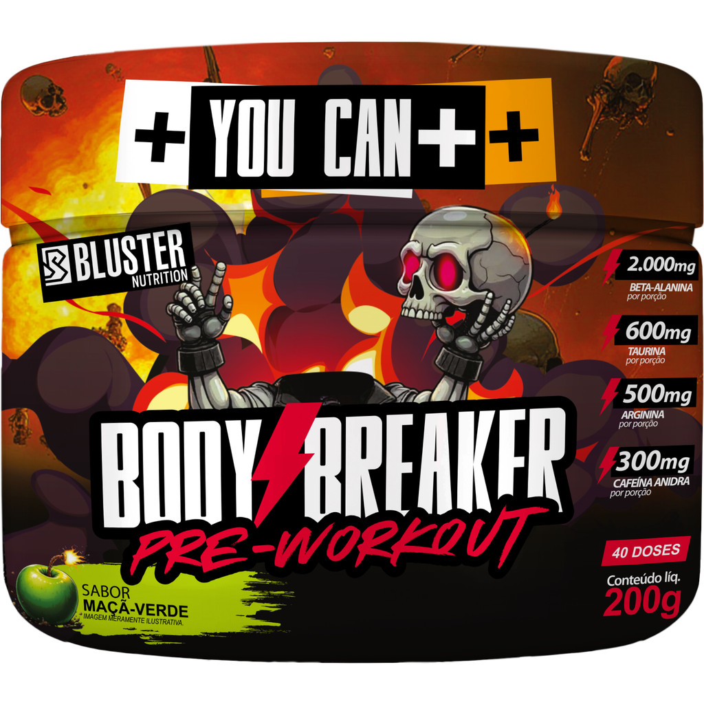 Pré Treino Body Breaker 200gr Bluster Nutrition Maça Verde | Shopee Brasil