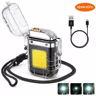 Isqueiro Elétrico LED Recarregável USB Compacto Seguro Não Queima Design Ergonômico Leve-Spacexx