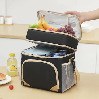 Bolsa Térmica Dupla Camada Grande Capacidade Marmita Almoço Portátil Mão/Ombro