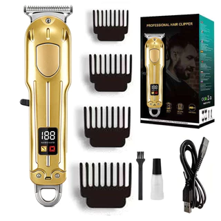Máquina de Cortar Cabelo Sem Fio USB Profissional Lâmina Inox Aparador Masculino e Pet Corte Rente