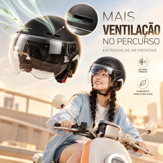 Capacete para Bicicleta Elétrica com Viseira Preto Fosco FUSHANG