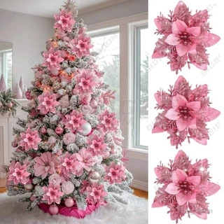 5/10/20 Unidades De Decoração De Árvore Artificial Cintilante , Conjunto De Flores De Natal , Festiva DIY De Plástico Pa
