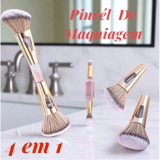Pincel De Maquiagem Multifuncional 4 Em 1, Pincel Desmontável Para Contorno, Base E Retoques, Modelo Transparente