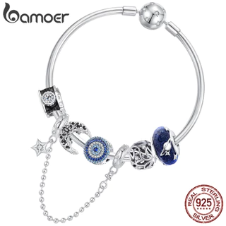 Bamoer Encantos Estrelado Noite Lua Série S925 Prata Esterlina Galáxia Tema DIY Presente Perfeito Para Ela em Oferta na Shopee