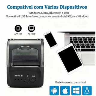Impressora Térmica Portátil Bluetooth 58mm, Trabalhos Comerciais e Estudos Sem Tinta, Compatível com Celular e Notebook