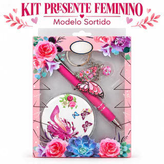 Kit Caneta Chaveiro Espelho Feminino Lembrancinha Presente